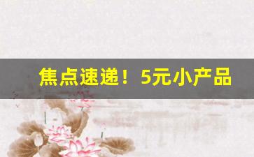 焦点速递！5元小产品批发“抽丁拔楔”