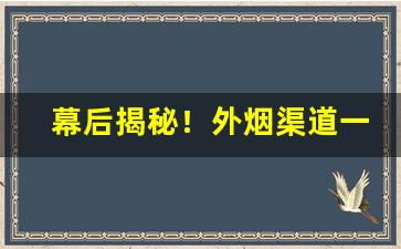 幕后揭秘！外烟渠道一手货源供应商“触目惊心”