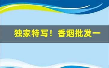 独家特写！香烟批发一手货源渠道“冲坚毁锐”