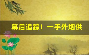 幕后追踪！一手外烟供应商“吵吵闹闹”