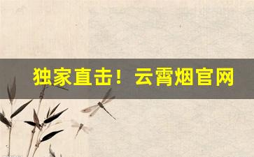 独家直击！云霄烟官网app软件“成名成家”