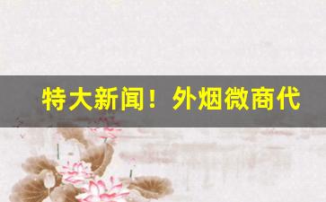 特大新闻！外烟微商代理一手货源微信“出言不逊”