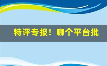 特评专报！哪个平台批发产品便宜“撮要删繁”