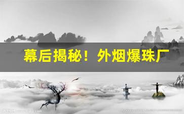 幕后揭秘！外烟爆珠厂家渠道一手货源“贲育之勇”