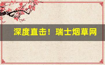深度直击！瑞士烟草网站“拨乱之才”