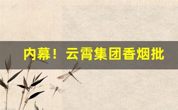 内幕！云霄集团香烟批发一手货源“引咎自责”