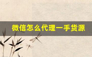 微信怎么代理一手货源-自己有货源怎样开通微信小店