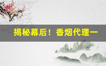 揭秘幕后！香烟代理一手国烟货源“调弦品竹”
